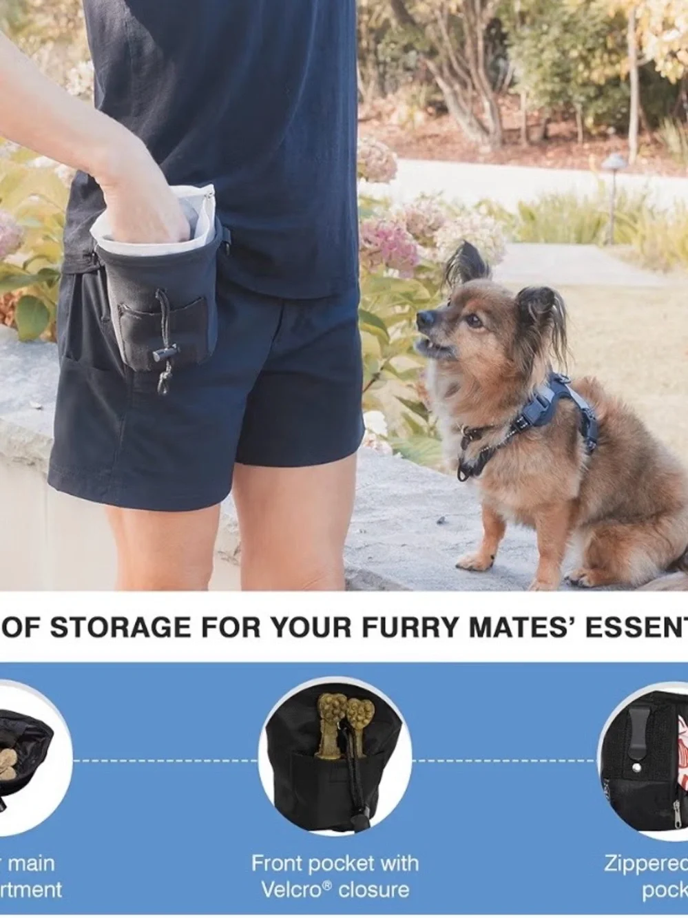 Dog/Treat Pouch/Great for Dog Training/Sling-style strap & non-slip belt/Red